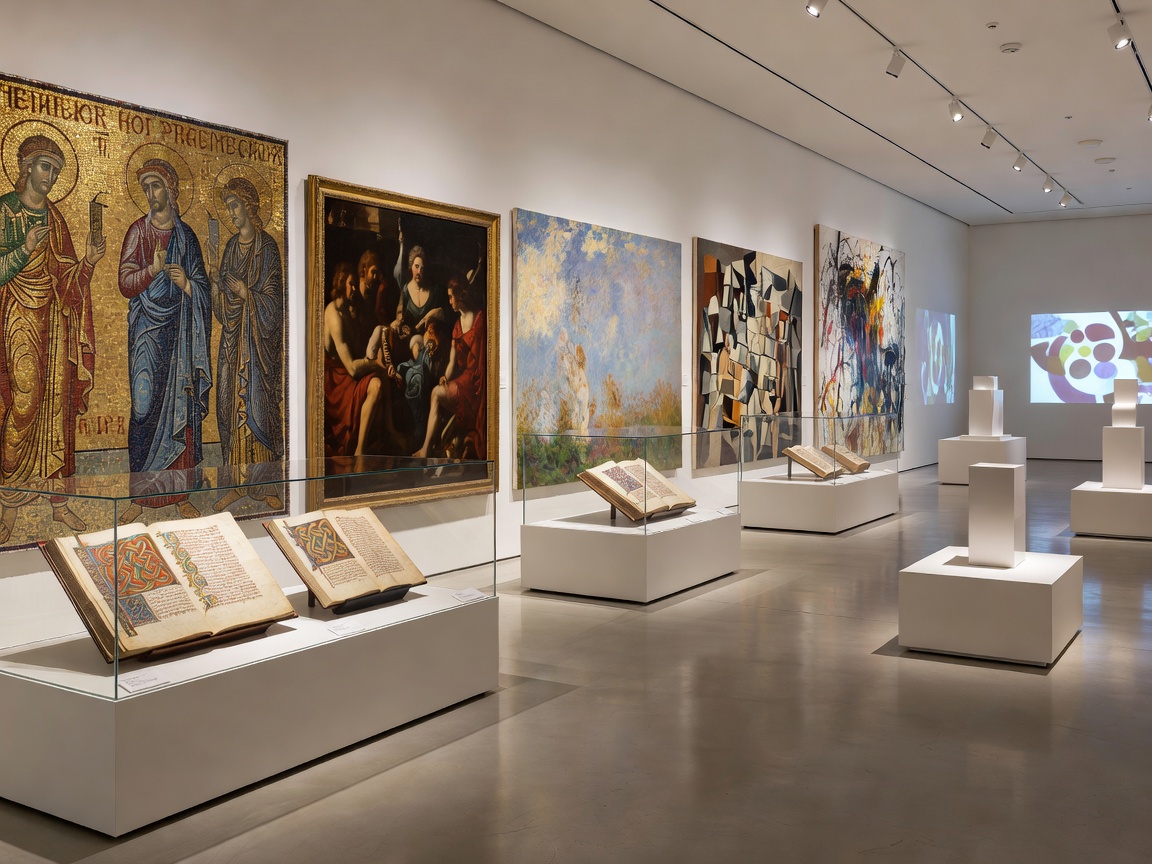 Chronological art gallery exhibition showing evolution of movements